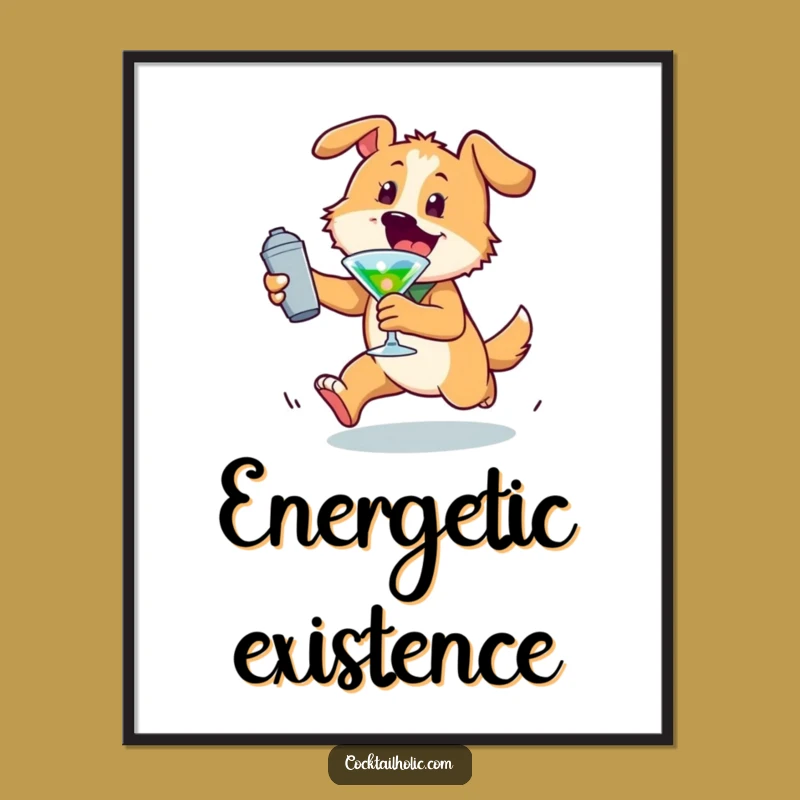 Funny Dog Digital Art: Instant Download for Cocktail Fun Funny Gift