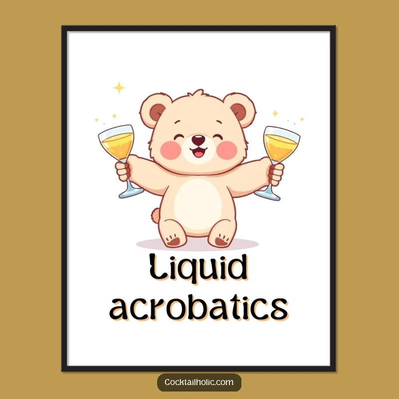 Funny Bear Cub Cocktail Juggling Digital Art - Instant Hilarious Decor & Gift