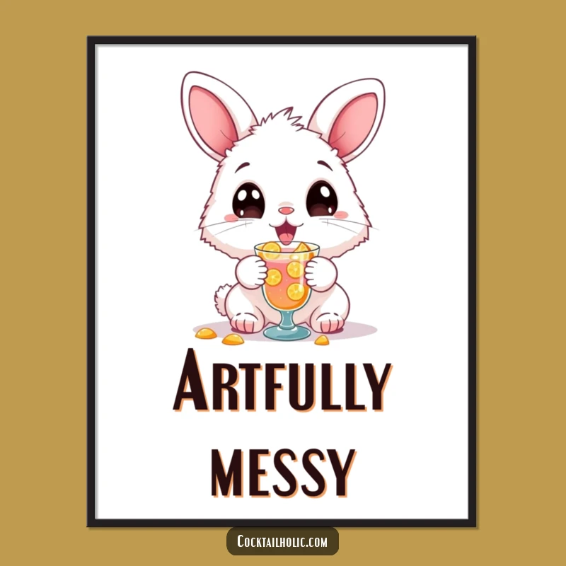 Funny Bunny Cocktail Spill Digital Art: Instant Humor for Your Walls