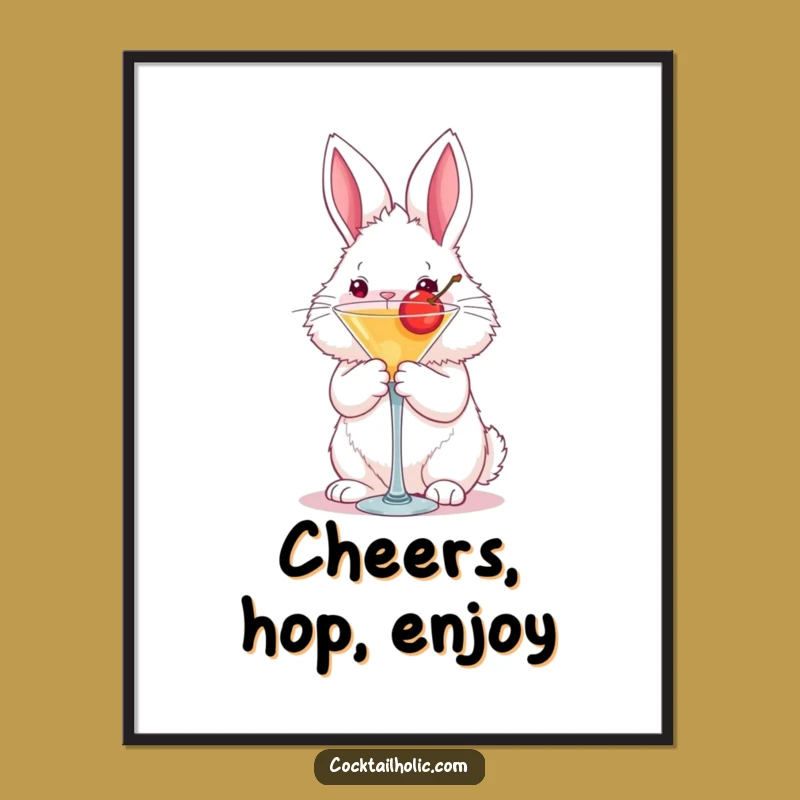 Funny Bunny Martini Digital Art: Instant Whimsical Decor