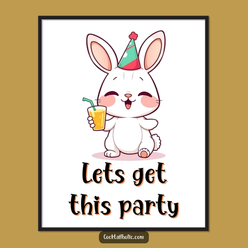 Funny Bunny Party Digital Art Print: Hilarious Celebration Art for Instant Download