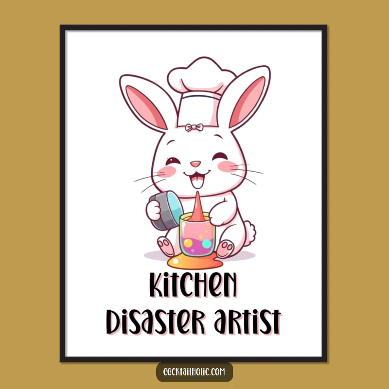 Funny Chef Bunny Spill Digital Art - Instant Kitchen Decor & Hilarious Gift