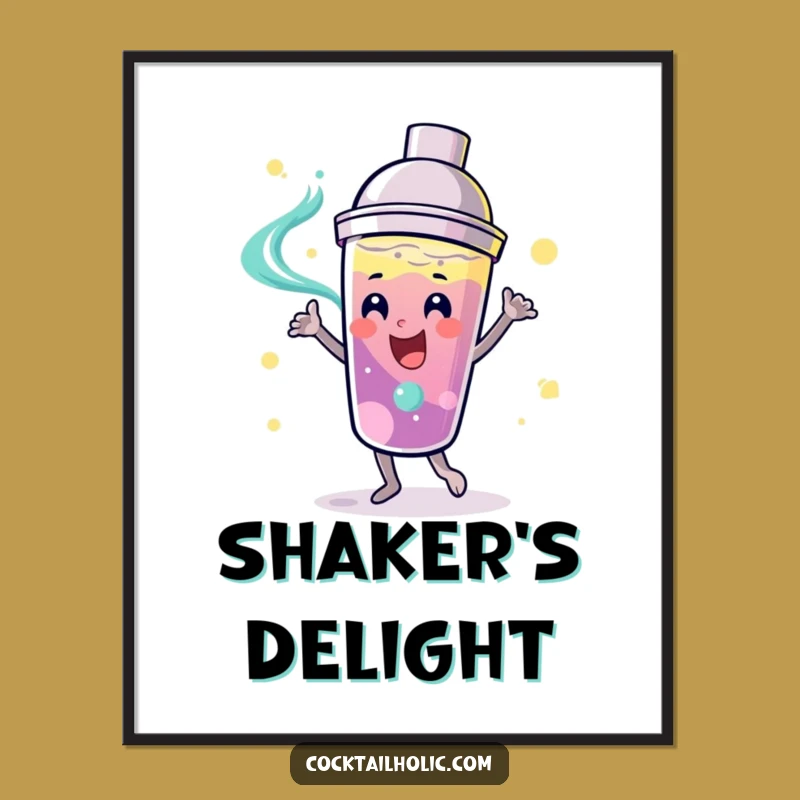 Funny Dancing Cocktail Shaker Digital Art - Swirling Liquid Printable Gift!