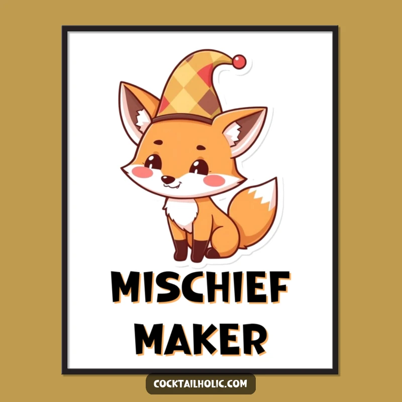 Funny Fox Jester Digital Art: Instant Mischief and Playful Decor Gift!