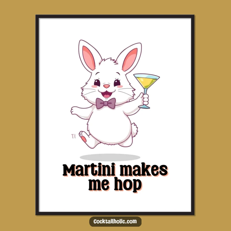 Funny Martini Bunny Digital Art: Chic Decor for Celebratory Spaces Gift