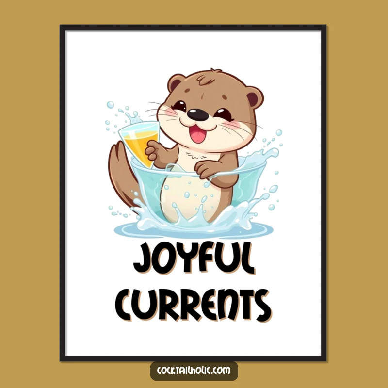 Funny Otter Digital Art: Instant Download for Cocktail Fun Funny Gift