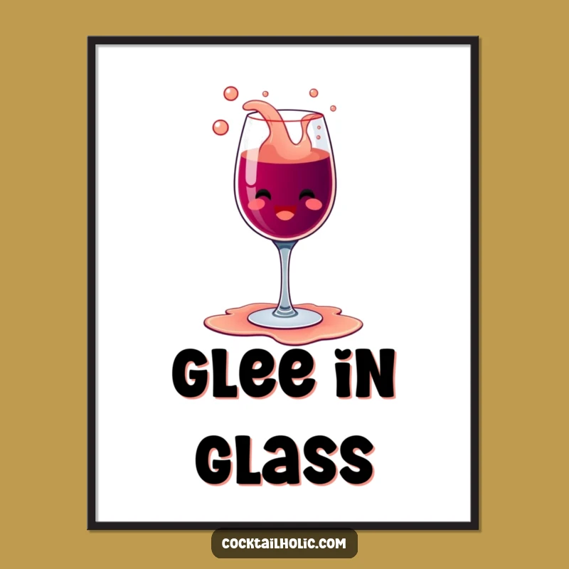 Funny Overflowing Wine Glass Digital Art - Bubbly Glee Printable Gift!