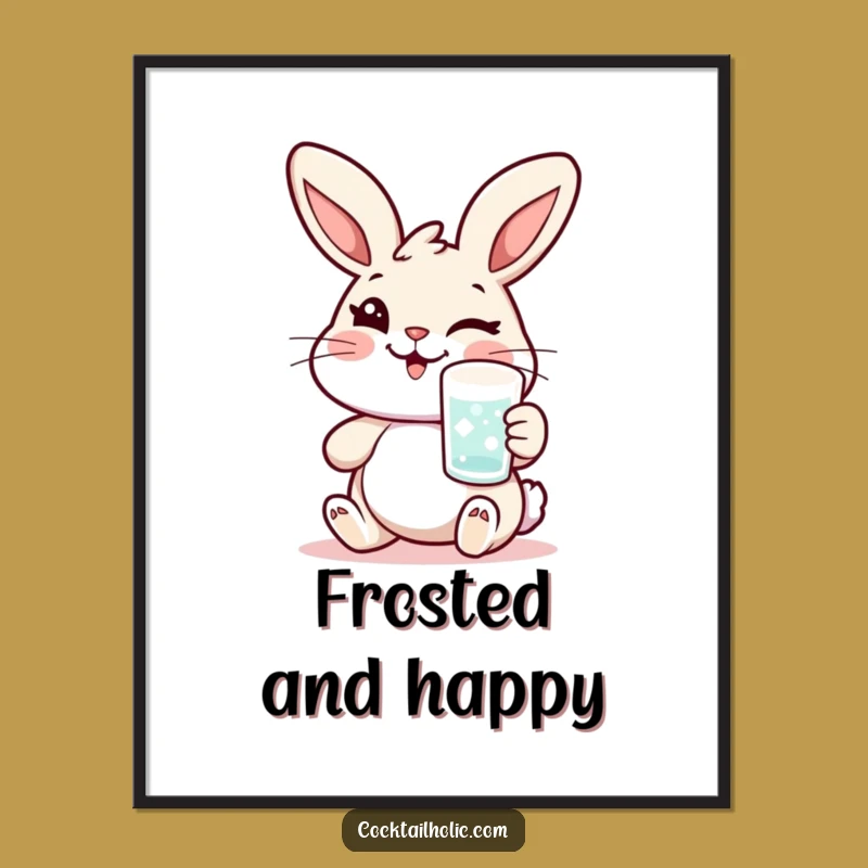 Funny Rabbit Digital Art: Instant Download for Cocktail Lovers Funny Gift