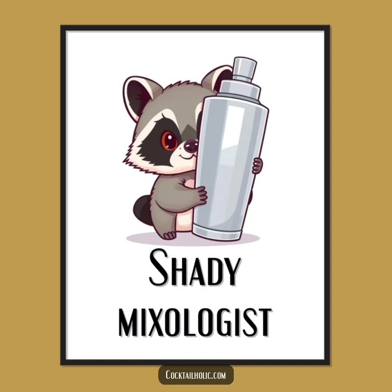 Funny Raccoon Digital Art: Mischievous Shaker Print, Instant Funny Gift Download
