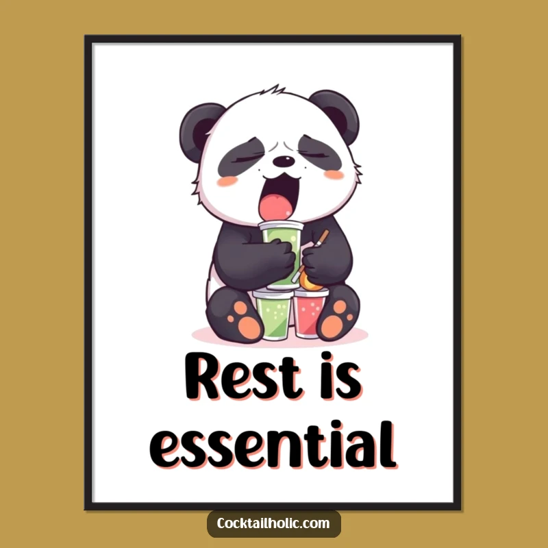 Funny Sleepy Panda Digital Art: Yawning Bear Decor, Instant Humorous Gift