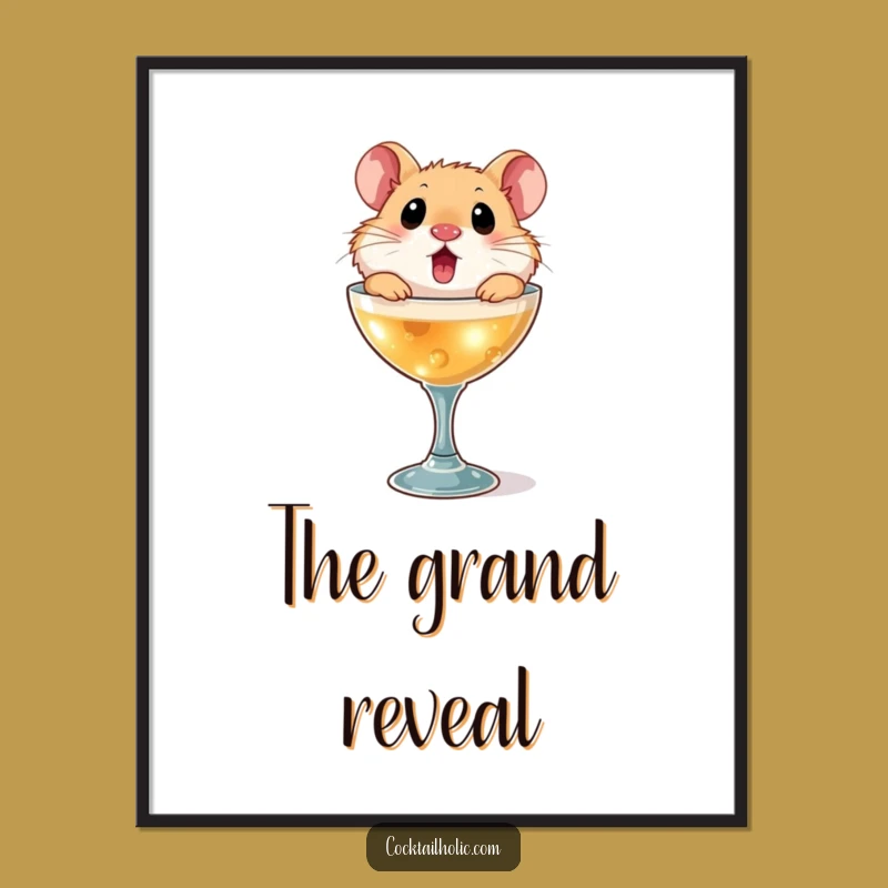 Funny Surprised Hamster Cocktail Glass Digital Art Print - Shocking Decor