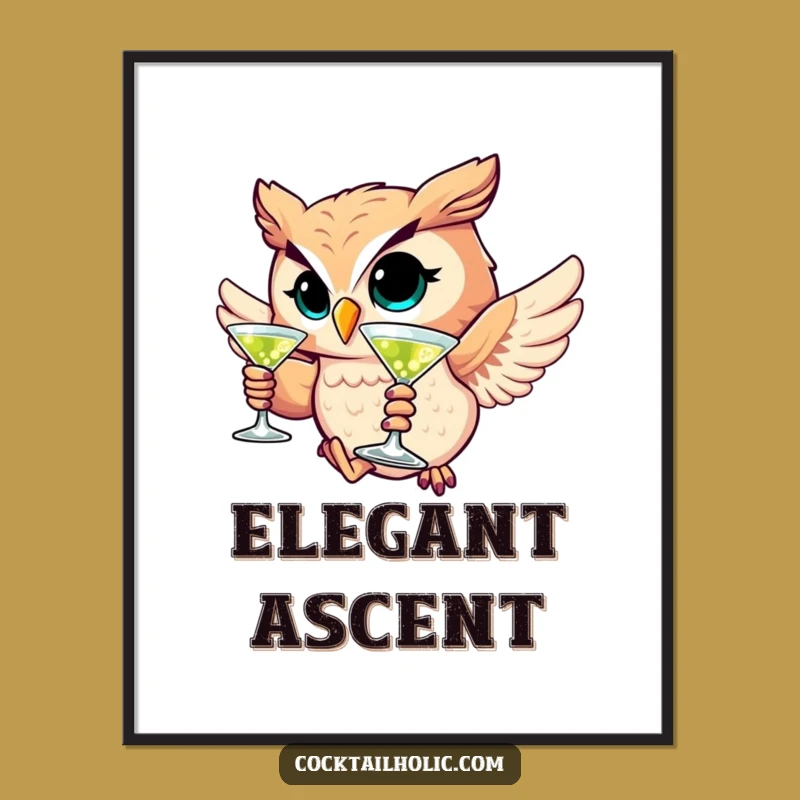 Funny Winking Owl Martini Digital Art: Instant Sophistication for Your Walls!
