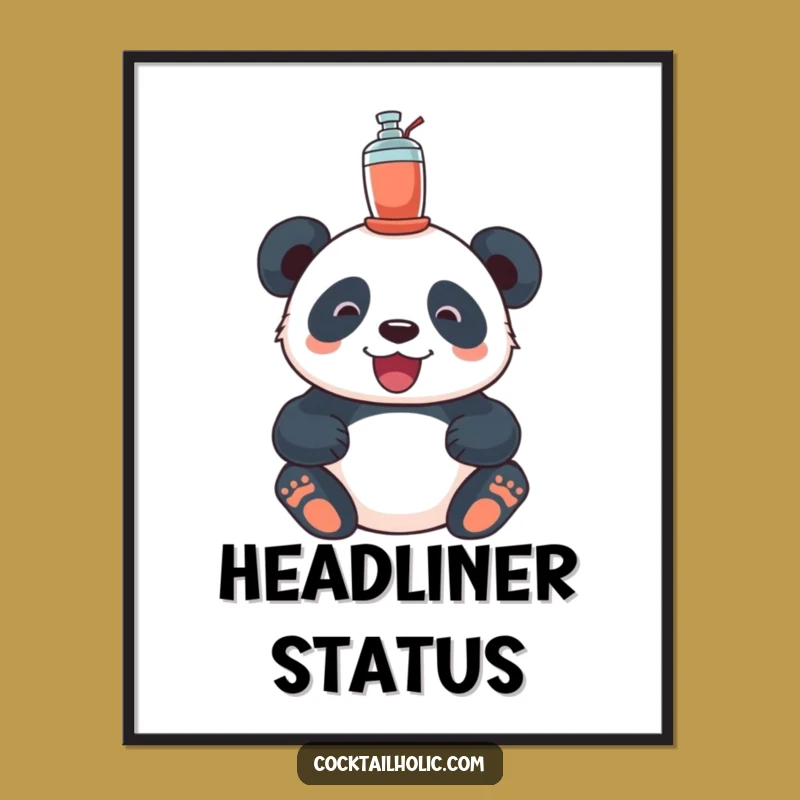 Funny Delighted Panda Cocktail Shaker Digital Art Print - Cheerful Decor