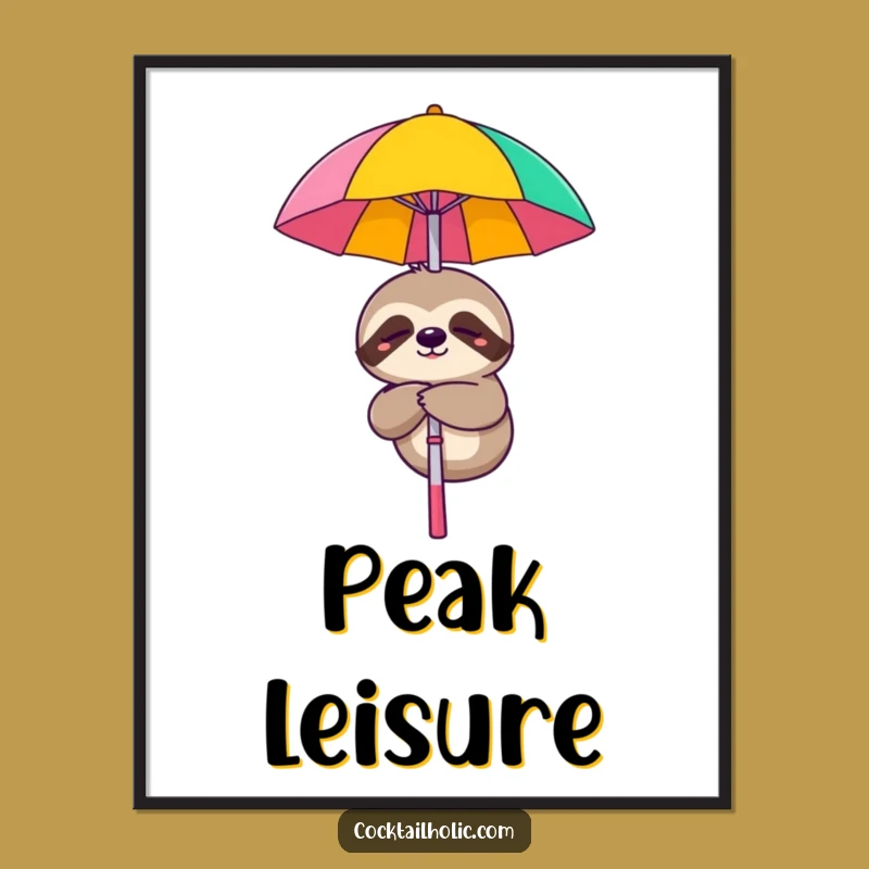 Funny Sleepy Sloth Digital Art: Instant Relaxation for Your Walls!