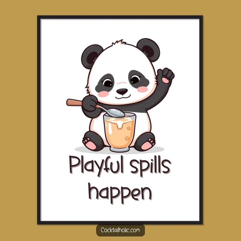 Funny Panda Mixologist Digital Art - Spoon Spill Decor Gift