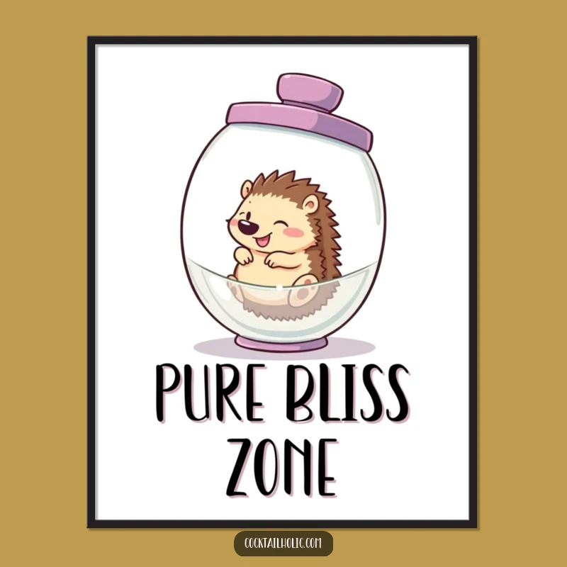 Funny Hedgehog Cocktail Shaker Digital Art Print - Hilarious Decor Gift