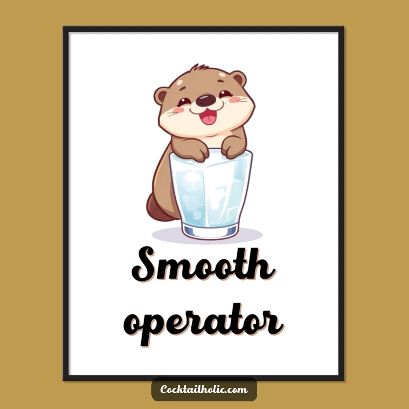 Funny Otter Digital Art: Slipping into Joy - Instant Funny Gift!