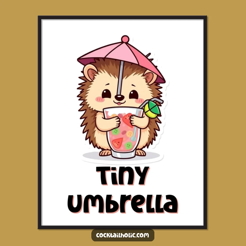 Funny Hedgehog Cocktail Digital Art: Instant Tropical Wall Decor!