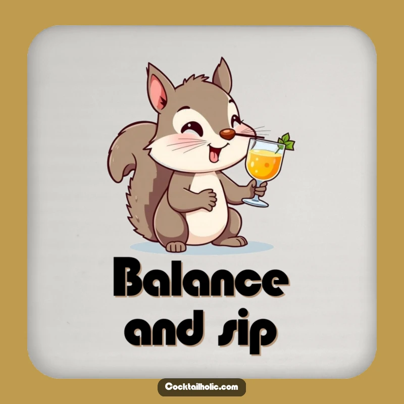 Funny Squirrel Cocktail Drink Coasters: Protect Surfaces with Balancing Fun