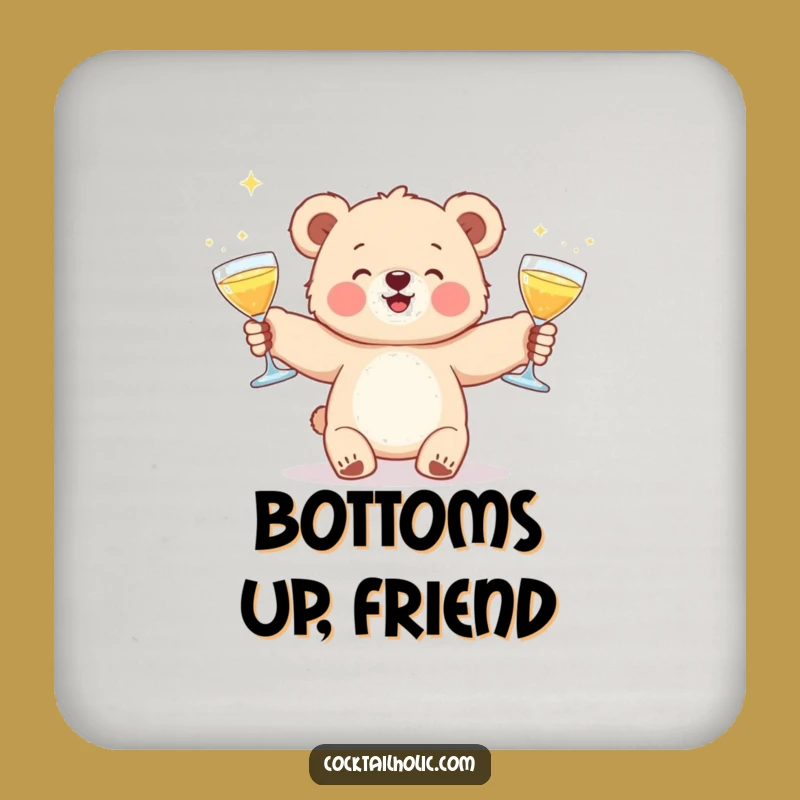 Funny Bear Cub Cocktail Juggling Coasters - Protect Surfaces with Hilarious Art