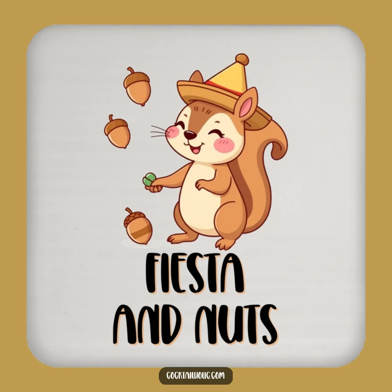 Funny Squirrel Sombrero Coaster: Protect Surfaces with Fiesta Flair!