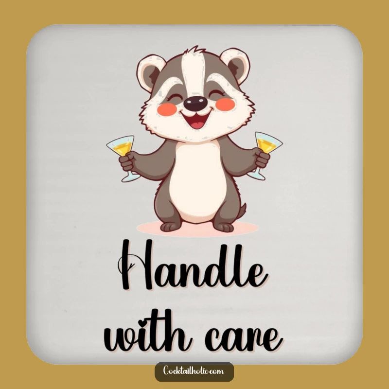 Funny Badger Cocktail Coaster: Protect Surfaces with Hilarious Juggling Art, Fun Gift