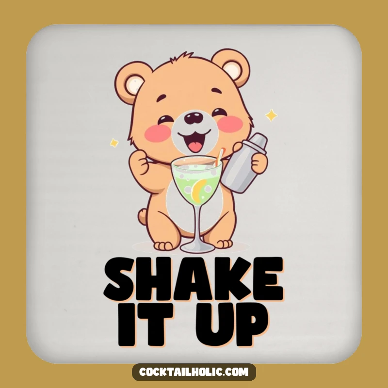 Funny Bear Cub Cocktail Shaker Coasters: Protect Surfaces with Humor