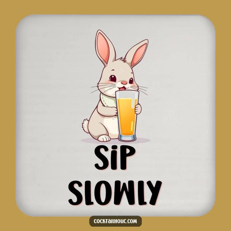 Funny Bunny Coaster: Tall Drink Defense - A Fun Funny Gift!