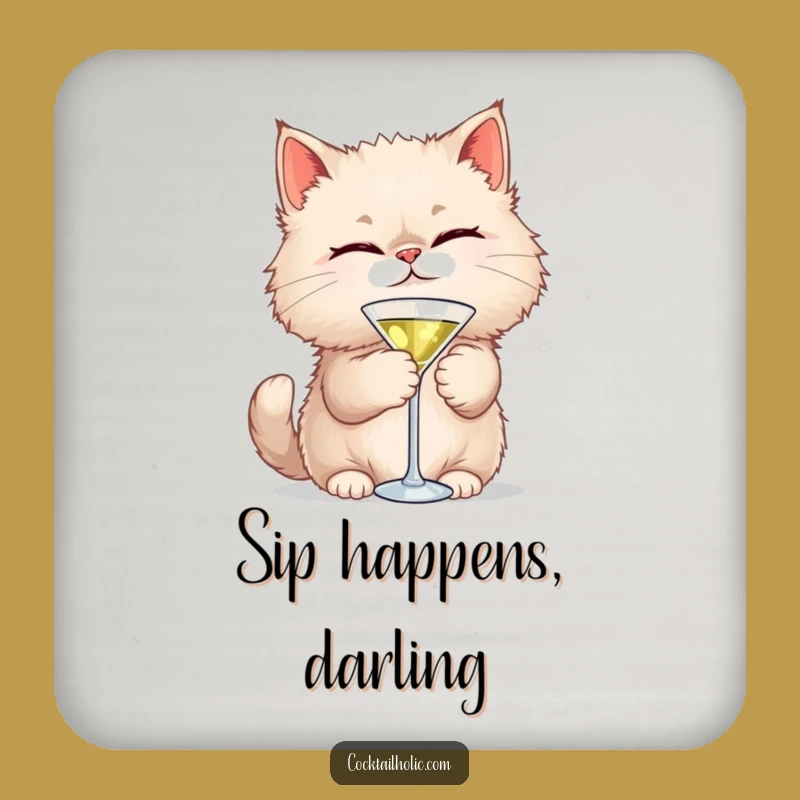 Funny Cat Martini Coasters: Witty Feline Bar Accessory, Perfect Table Gift