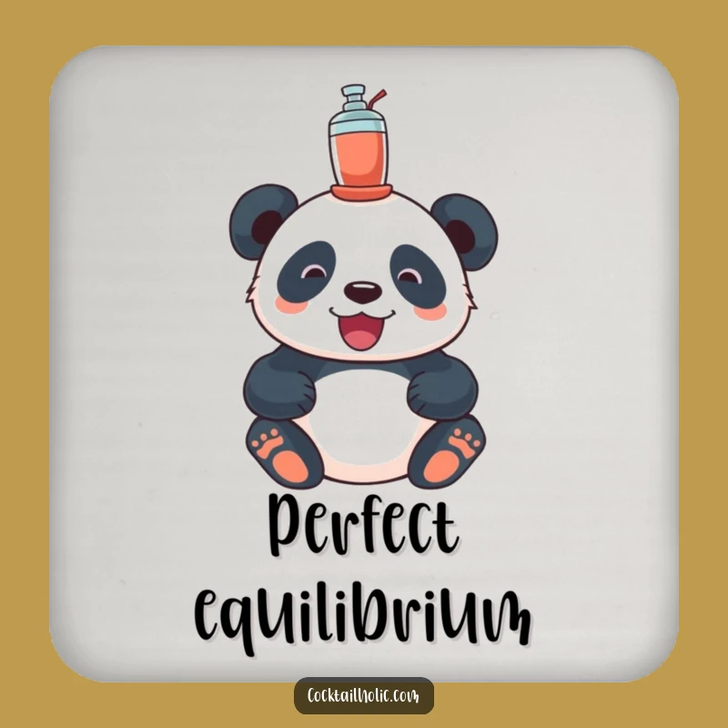 Funny Delighted Panda Cocktail Shaker Drink Coaster - Adorable Barware