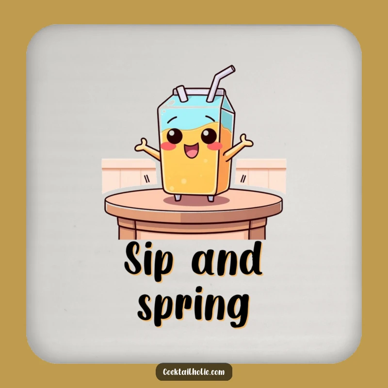 Funny Juice Box Leap Drink Coaster - Add Playful Flair to Your Table!