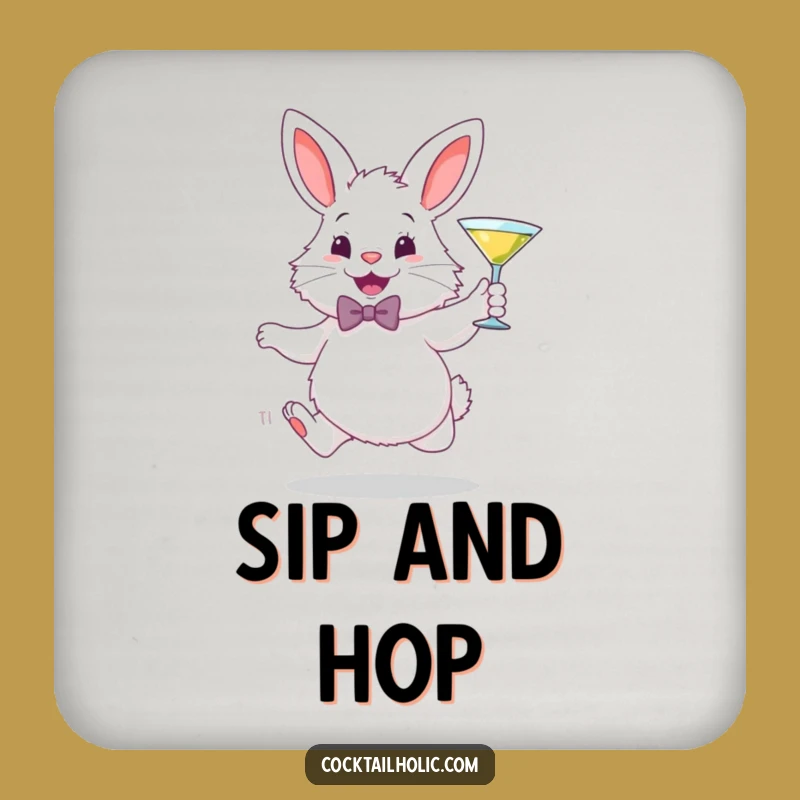 Funny Martini Bunny Coasters: Elegant Protection for Your Surfaces Gift