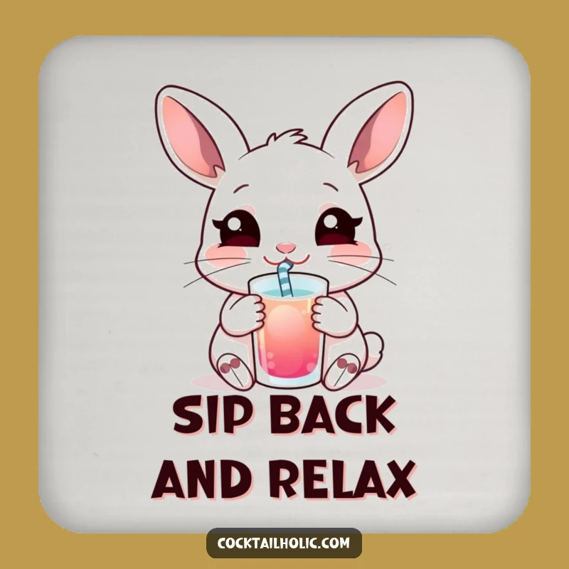 Funny Rabbit Drink Coaster: Content Sip Protection, Cute Funny Gift Accessory