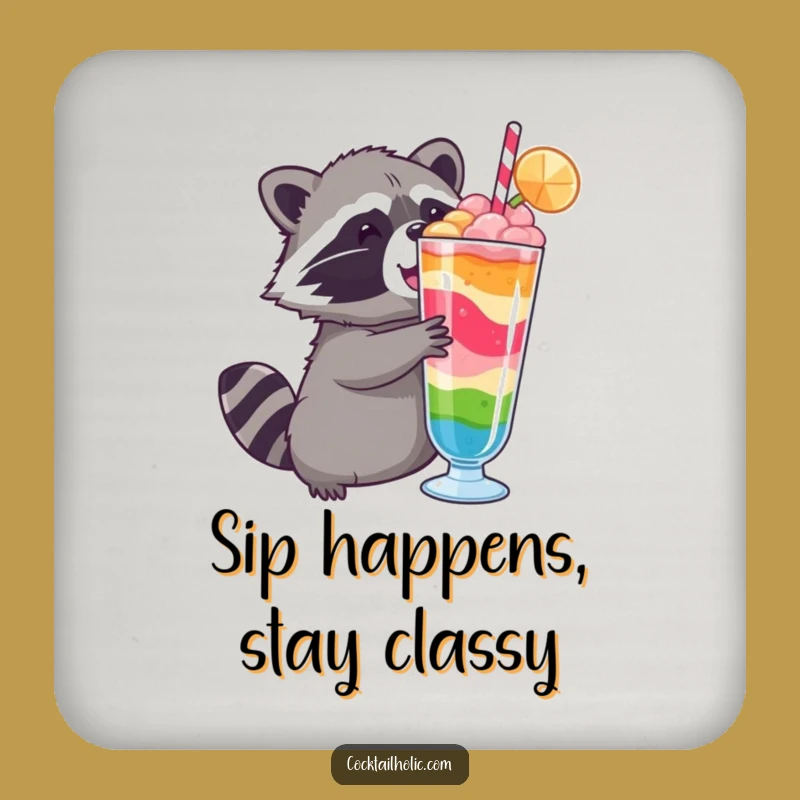 Funny Raccoon Coaster: Drink Protector, Hilarious Bar Accessory for Table Surfaces