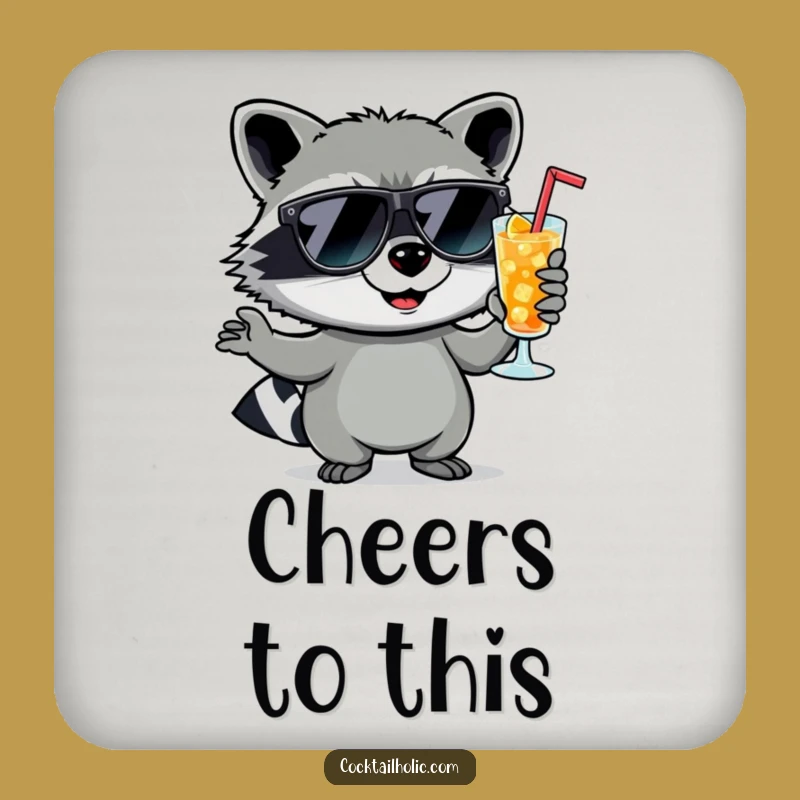 Funny Raccoon Cocktail Coaster: Protect Surfaces with Smirky Humor - Fun Funny Gift!