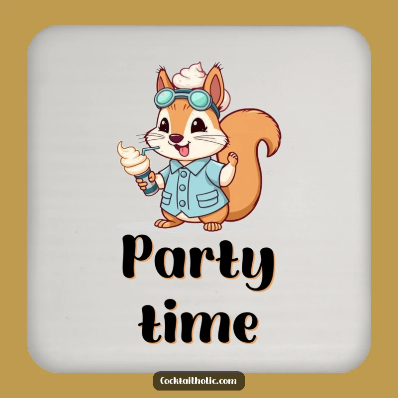 Funny Squirrel Coaster: Whipped Cream Fun - A Fun Funny Gift!