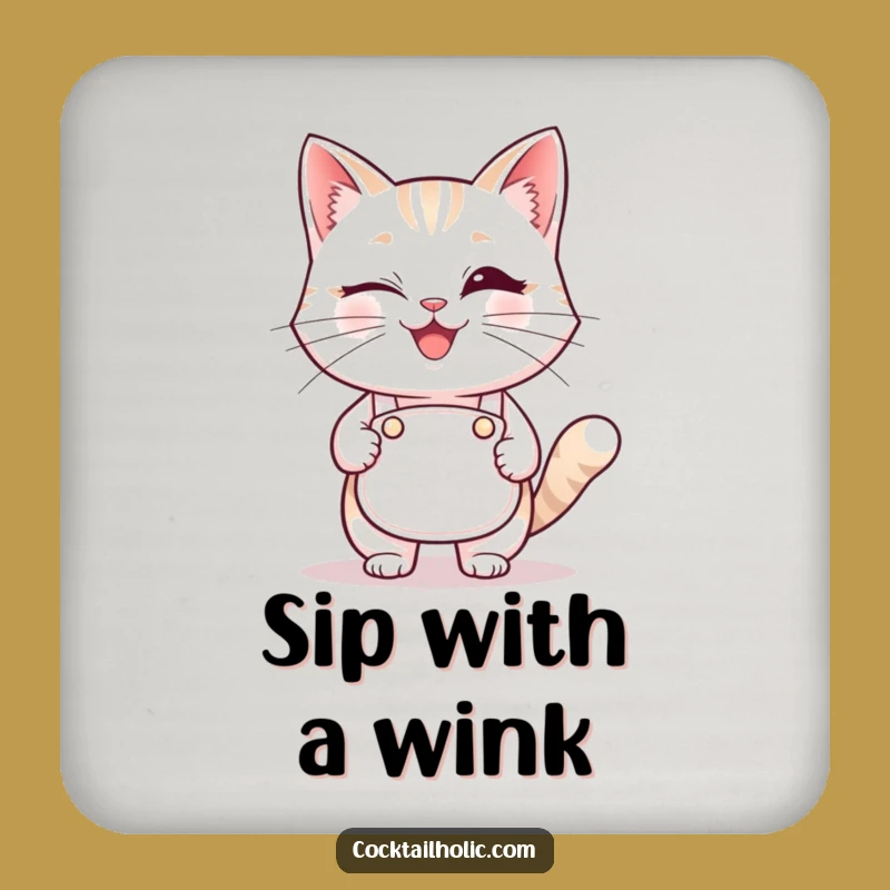 Funny Winking Cat Bartender Coasters: Protect Your Surfaces with Style