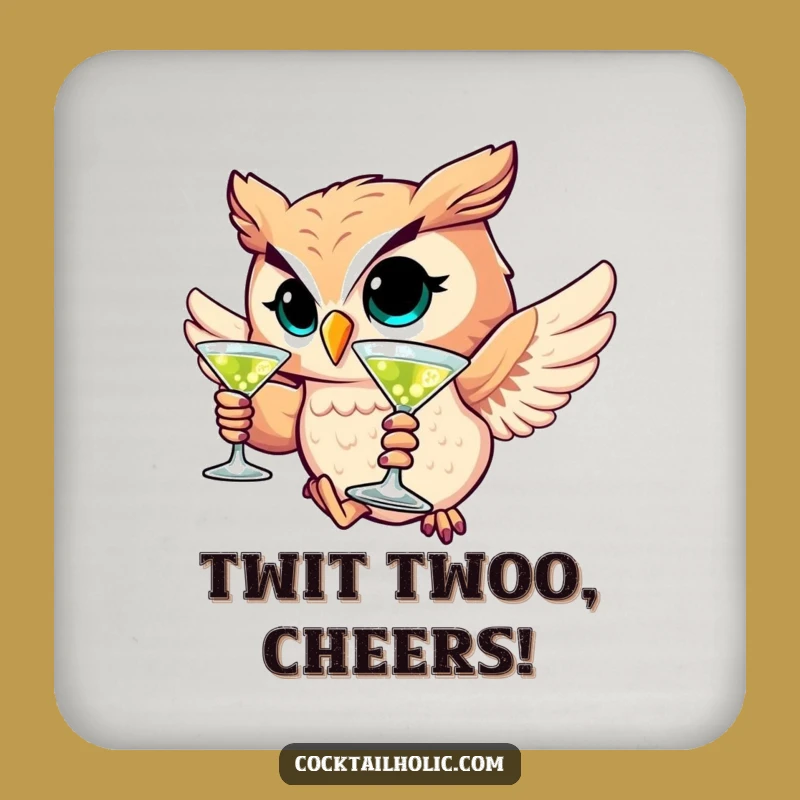 Funny Winking Owl Martini Coaster: Protect Surfaces with Sophistication!