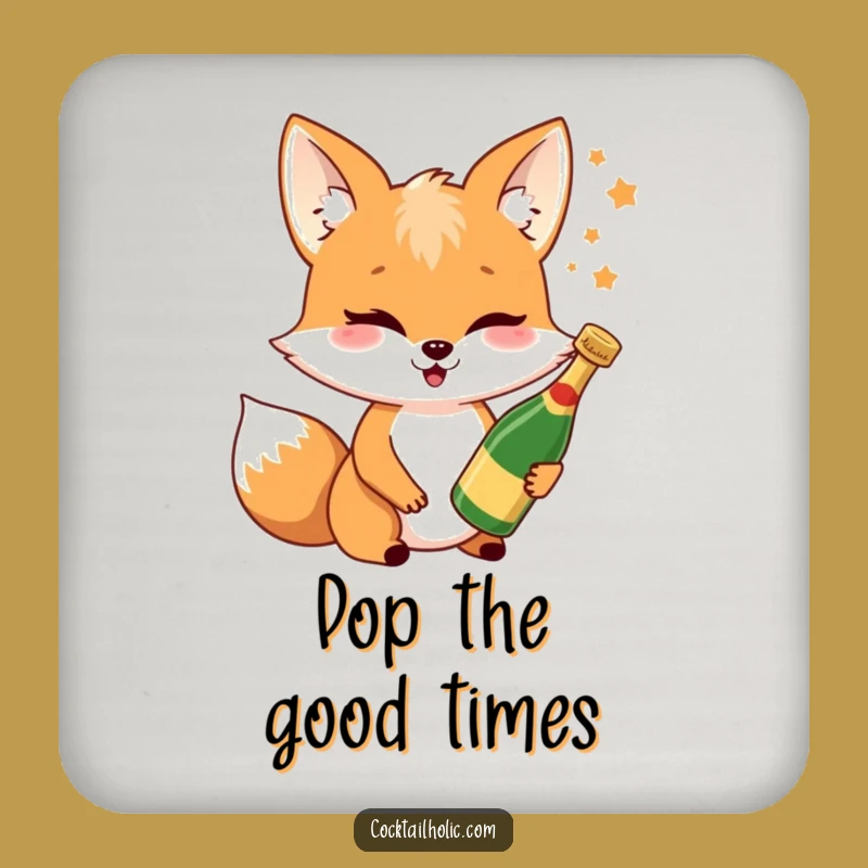 Funny Fox Champagne Coaster: Protect Surfaces with Hilarious Celebration Art, Fun Gift