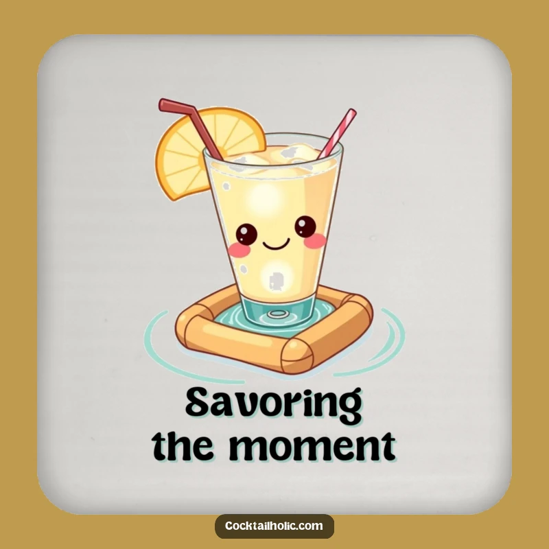 Funny Kawaii Cocktail Raft Coaster - Humorous Drink Protection Gift