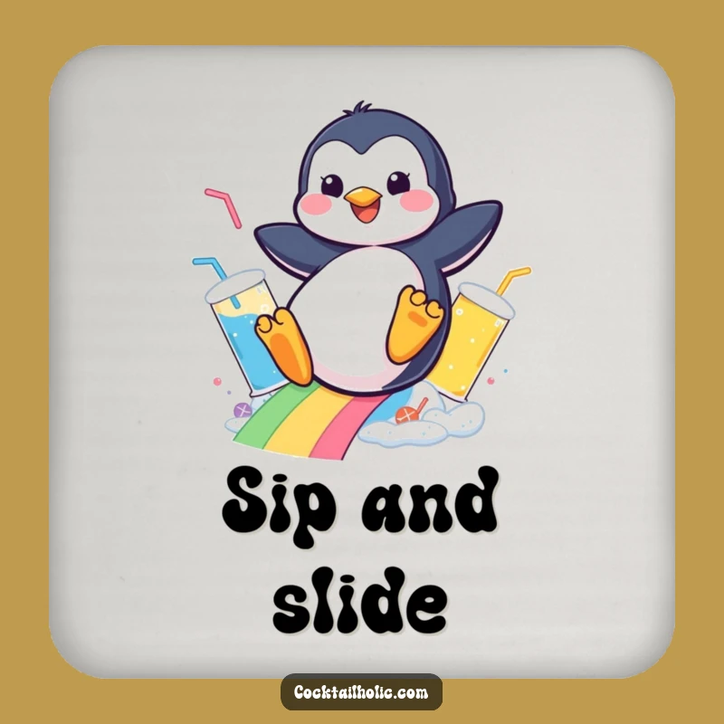 Funny Penguin Drink Slide Coaster - Cheerful Protection for Your Surfaces