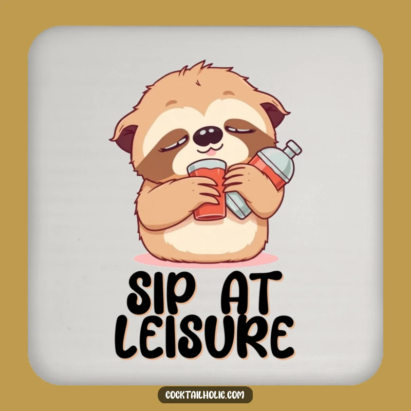 Funny Sloth Cocktail Coaster: Protect Surfaces with Relaxed Charm!