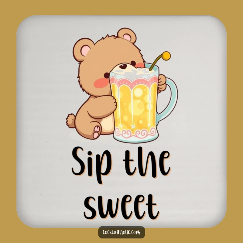 Funny Bear Cub Cocktail Coaster: Protect Surfaces with Playful Charm!