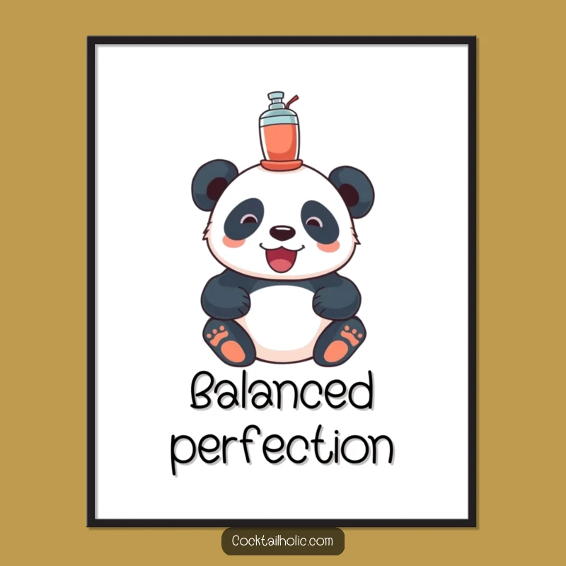 Funny Delighted Panda Cocktail Shaker Poster - Adorable Wall Art