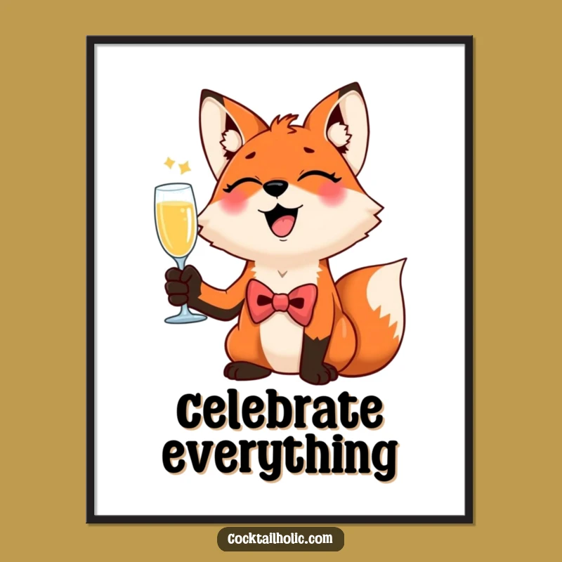 Funny Giggling Fox Poster: Dapper Celebration Art, Playful Decor