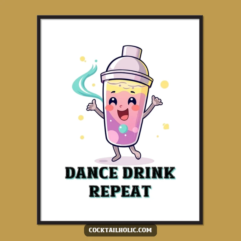 Funny Dancing Cocktail Shaker Poster - Swirling Liquid Art Print Gift!