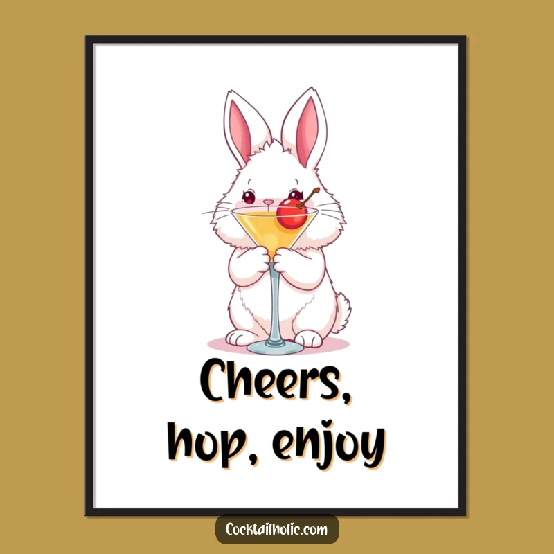 Funny Bunny Martini Poster: Add Whimsical Art to Your Space