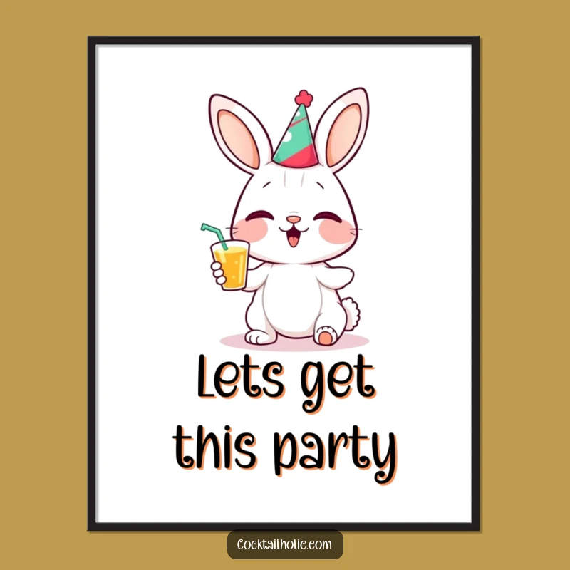Funny Bunny Party Poster: Joyful & Hilarious Celebration Art, Wonderful Gift