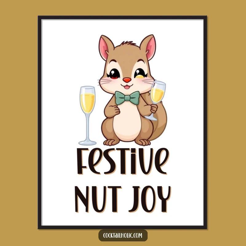 Funny Fancy Squirrel Champagne Poster - Whimsical Dapper Animal Art