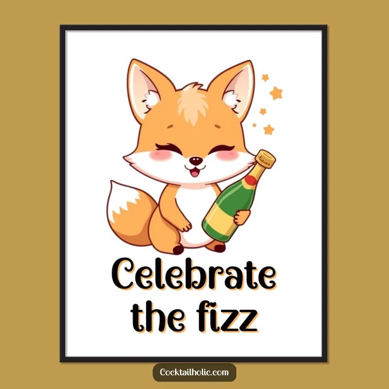 Funny Fox Champagne Poster: Joyful & Hilarious Celebration Art, Wonderful Gift